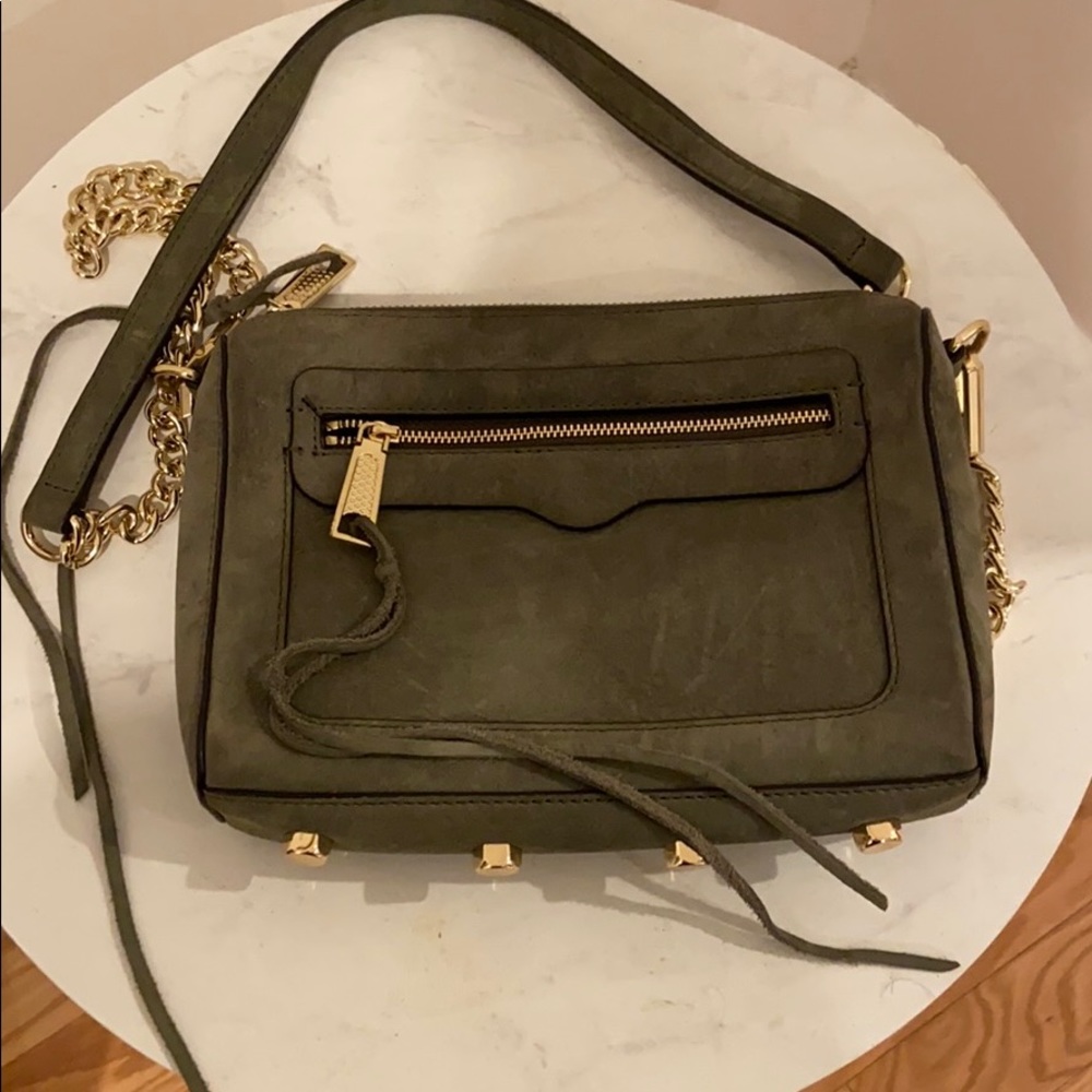 Rebecca Minkoff Olive Green Crossbody Bag with Gold Accents